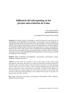 Influencia del advergaming en los jóvenes universitarios de Lima