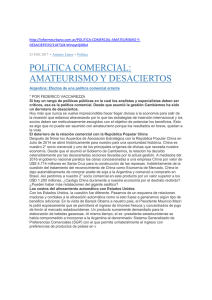 POLíTICA COMERCIAL: AMATEURISMO Y DESACIERTOS