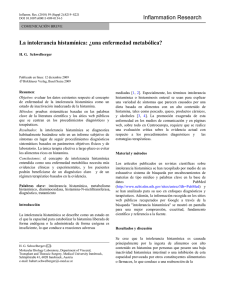 La intolerancia histamínica: ¿una enfermedad metabólica?