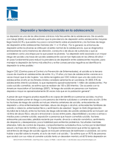 Depresión y tendencia suicida en la adolescencia