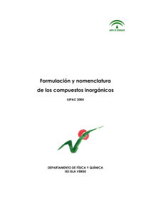 Formulación y nomenclatura de los compuestos inorgánicos