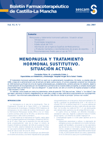 Menopausia y tratamiento hormonal sustitutivo. Situaci&oacute;n actual