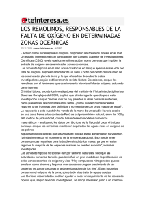 los remolinos, responsables de la falta de oxígeno en