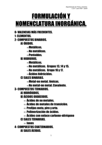 FORMULACIÓN Y NOMENCLATURA INORGÁNICA_2015