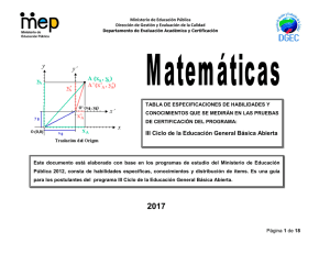 Matemática Sétimo - Octavo - Noveno 2017