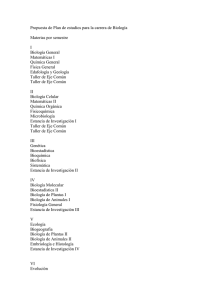 Propuesta de Plan de estudios para la carrera de Biología Materias