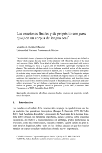 Las oraciones finales y de propósito con para (que) en un corpus de