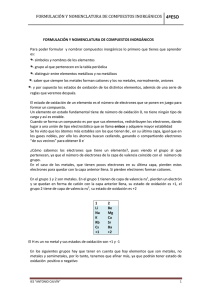 formulación y nomenclatura de compuestos inorgánicos