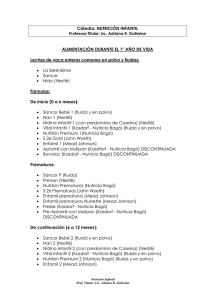 Cátedra: NUTRICIÓN INFANTIL ALIMENTACIÓN DURANTE EL 1