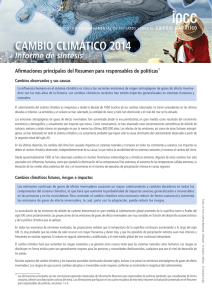 Afirmaciones principales del Resumen para responsables de