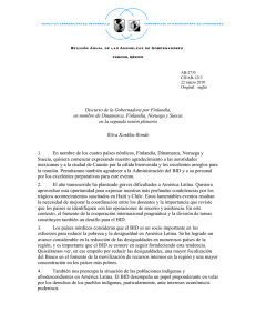 Discurso de la Gobernadora por Finlandia, en nombre de