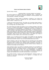 Carta a los Jóvenes sobre el Aborto Querido Amigo y Amiga