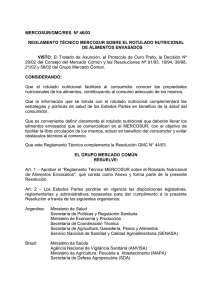 Rotulado nutricional de alimentos envasados.