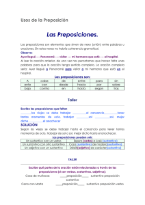 Usos de la Preposición Las Preposiciones.