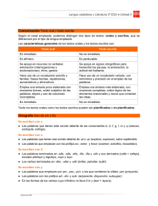 Comunicación Texto oral y texto escrito Ortografía Uso de s/x y ll/y