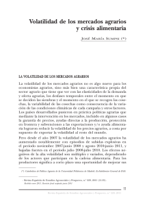 Volatilidad de los mercados agrarios y crisis alimentaria