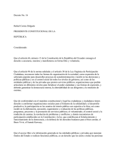 Decreto No. 16 Rafael Correa Delgado PRESIDENTE