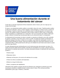 Una buena alimentación durante el tratamiento del cáncer
