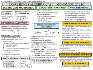expresiones algebraicas i – monomios 2º eso - Wikimates