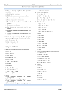 2ESO Ejercicios Tema 05 Expresiones Algebraicas