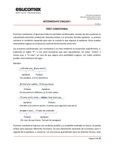 INTERMEDIATE ENGLISH I FIRST CONDITIONAL