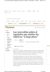 Las renovables piden al regulador que analice los objetivos "a largo