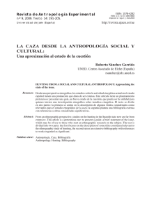 La caza desde La antropoLogía sociaL y cuLturaL: una