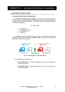 CINEMÁTICA II - Movimiento Rectilíneo y Parabólico