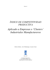 Aplicado a Empresas o „Clusters‟ Industriales Manufactureros
