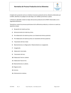 Normativa de Proceso Productivo de los Alimentos