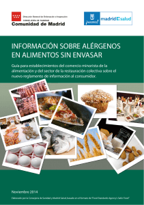 información sobre alérgenos en alimentos sin envasar