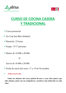 CURSO DE COCINA CASERA Y TRADICIONAL