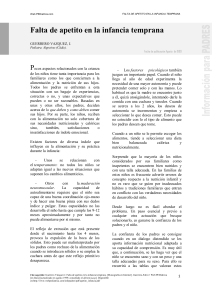 Falta de apetito en la infancia temprana. Anorexia funcional