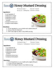 Honey Mustard Dressing Honey Mustard Dressing