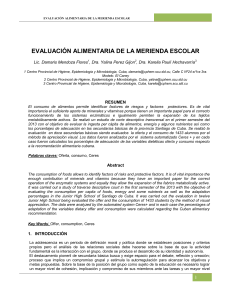 EVALUACIÓN ALIMENTARIA DE LA MERIENDA ESCOLAR