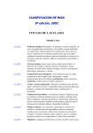 CLASIFICACION DE NIZA 8ª edición, 2002 TITULOS DE LAS CLASES