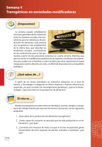 ¡Empecemos! Semana 4 Transgénicos en sociedades modificadoras