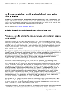 La dieta ayurvédica - Escuela de Ayurveda de California