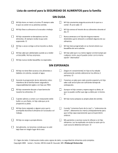 Lista de control para la SEGURIDAD DE ALIMENTOS para la familia