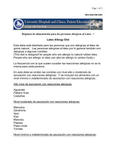 Régimen de alimentación para las personas alérgicas al Látex