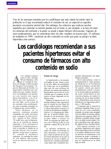 Los cardiólogos recomiendan a sus pacientes hipertensos evitar el
