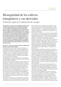 Bioseguridad de los cultivos transgénicos y sus derivados