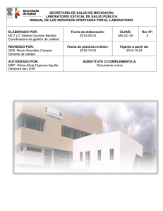 SECRETAR&Iacute;A DE SALUD LABORATORIO ESTATAL DE SALUD