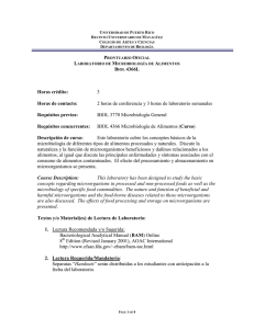 BIOL 4366L Horas cr&eacute;dito: 3 Horas de contacto: 2 horas de