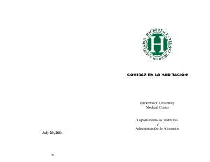 July 29, 2011 COMIDAS EN LA HABITACIÓN Hackensack