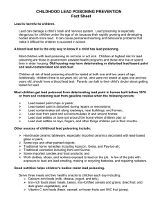 CHILDHOOD LEAD POISONING PREVENTION Fact Sheet