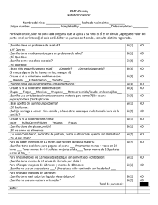 PEACH Survey Nutrition Screener Nombre del nino: Fecha de