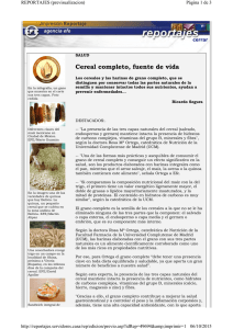 Cereal completo, fuente de vida