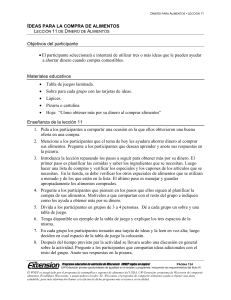 IDEAS PARA LA COMPRA DE ALIMENTOS Objetivos del