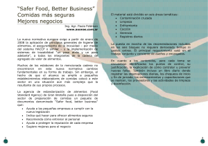 “Safer Food, Better Business” Comidas más seguras